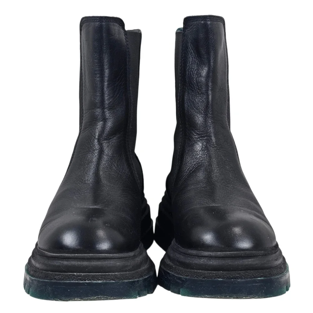 Steve Madden Klyde Chelsea Boots Black Leather Green Clear Sole Goth Chunky 9.5